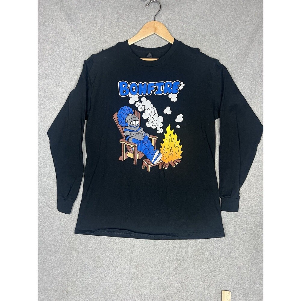Bonfire T-Shirts Men’s Large Long Sleeve Black 100% Cotton